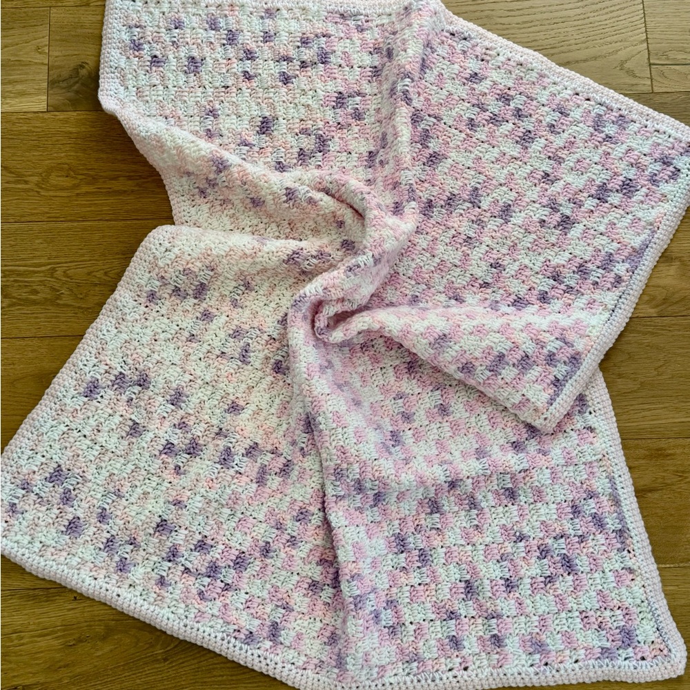Pink and Purple Crochet Blanket